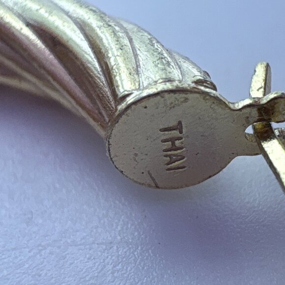 Gold Over Sterling Silver 925 Twist Hoop Earrings Hinged Posts 1.25" Diameter - Picture 6 of 9